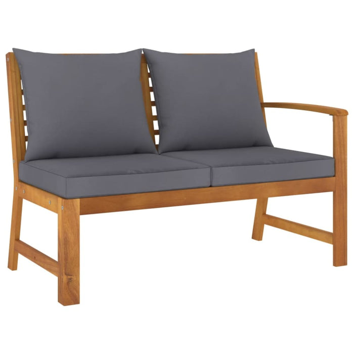Garden Bench 114.5 Cm with Dark Grey Cushion Solid Acacia