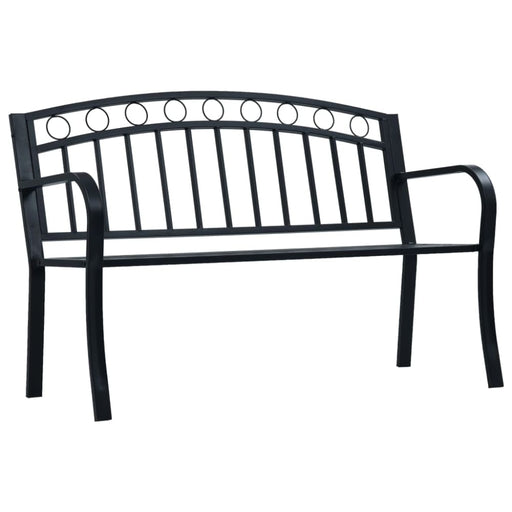 Garden Bench Black Steel Aikap