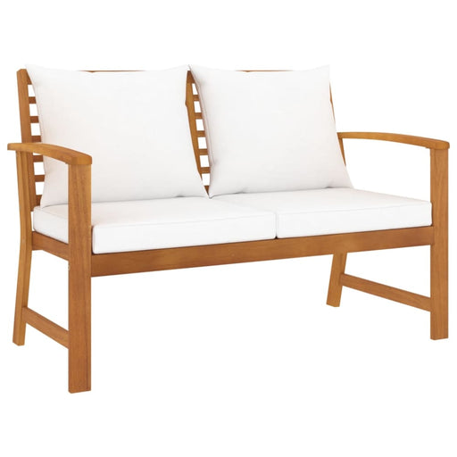Garden Bench with Cream Cushion Solid Acacia Wood Toonxk