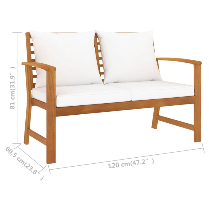 Garden Bench With Cream Cushion Solid Acacia Wood Toonxk