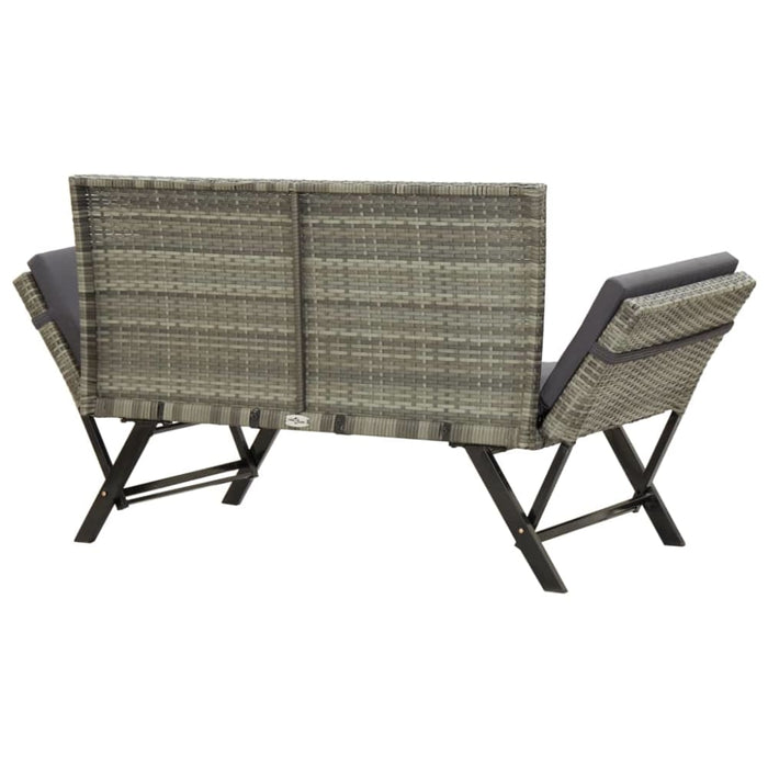 Garden Bench with Cushions Grey Poly Rattan Alxtx