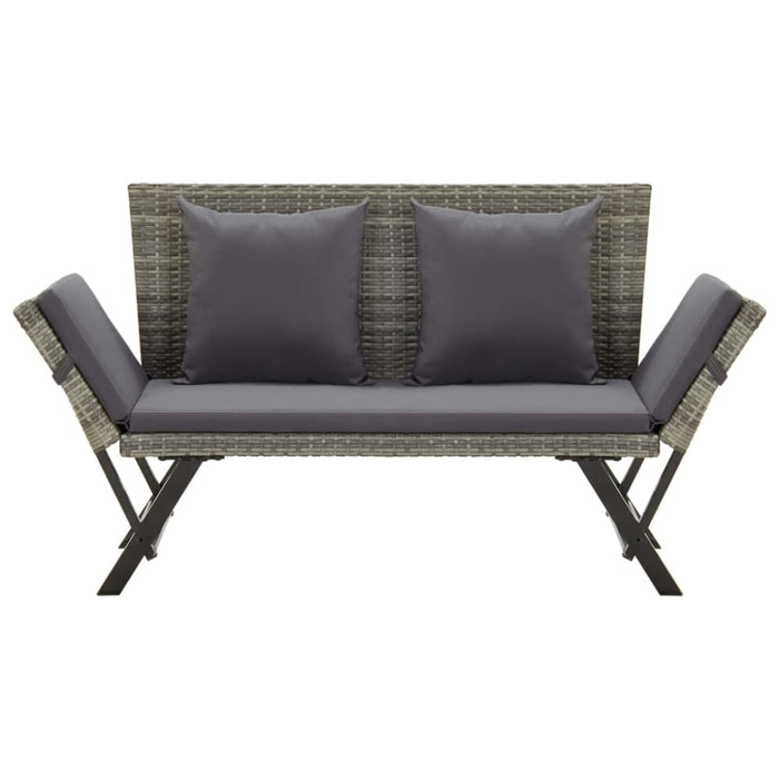 Garden Bench with Cushions Grey Poly Rattan Alxtx