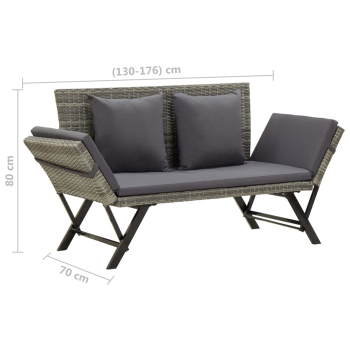 Garden Bench with Cushions Grey Poly Rattan Alxtx