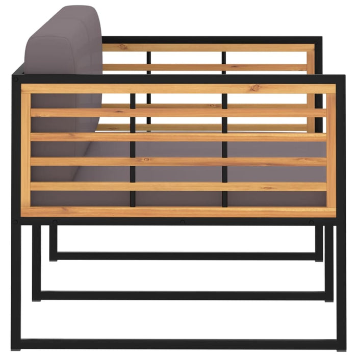 Garden Bench with Cushions Solid Acacia Wood Dark Grey Alpbk