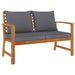 Garden Bench with Dark Grey Cushion Solid Acacia Wood Toontb