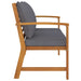 Garden Bench with Dark Grey Cushion Solid Acacia Wood Toontb