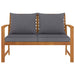 Garden Bench with Dark Grey Cushion Solid Acacia Wood Toontb