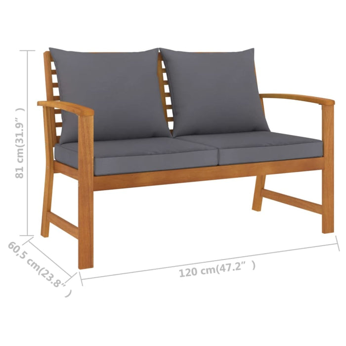 Garden Bench with Dark Grey Cushion Solid Acacia Wood Toontb