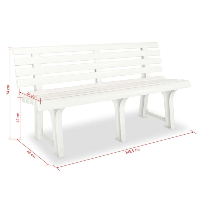 Garden Bench Plastic White Atpnt