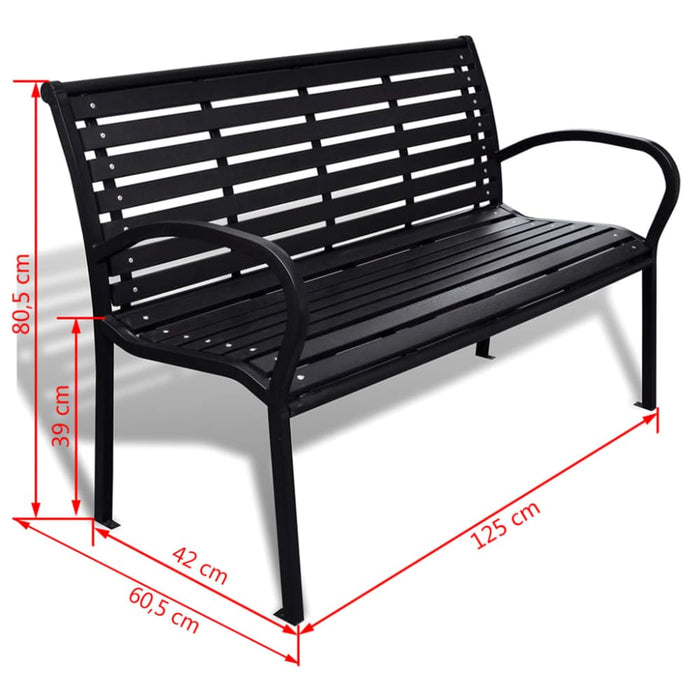 Garden Bench Steel and Wpc Black Aoppl