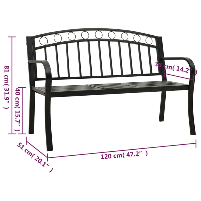 Garden Bench with Table Black 120 Cm Steel Tokpna
