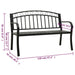 Garden Bench with Table Black 120 Cm Steel Tokpna