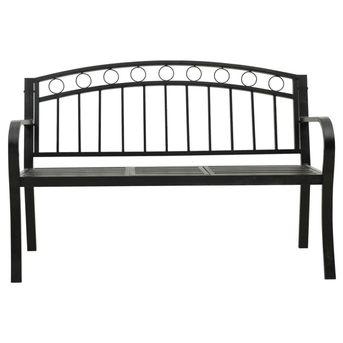 Garden Bench with Table Black 120 Cm Steel Tokpna