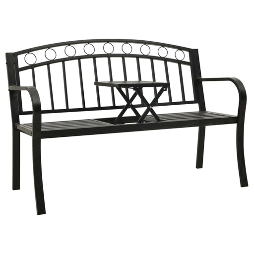 Garden Bench with Table Black 120 Cm Steel Tokpna