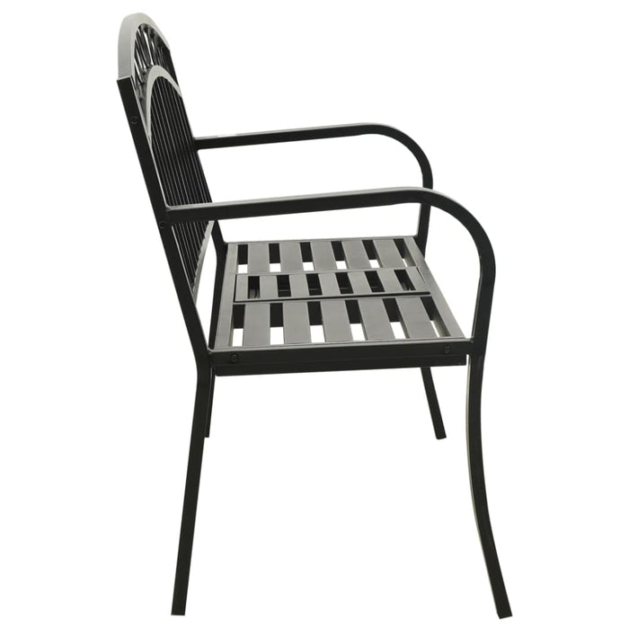 Garden Bench with Table Black 120 Cm Steel Tokpna