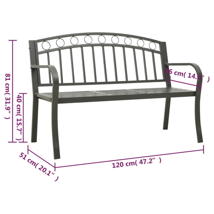 Garden Bench with Table Grey 120 Cm Steel Tokpnp