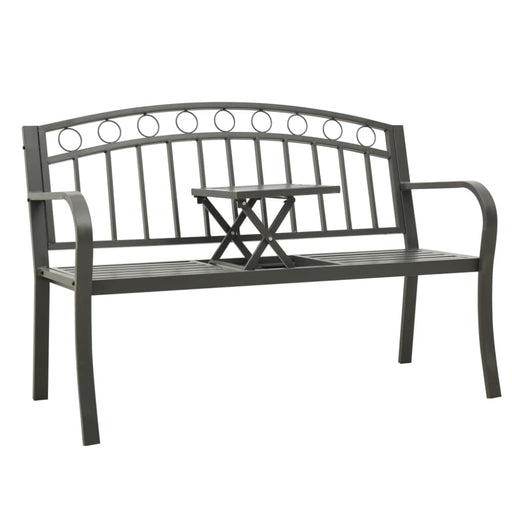 Garden Bench with Table Grey 120 Cm Steel Tokpnp