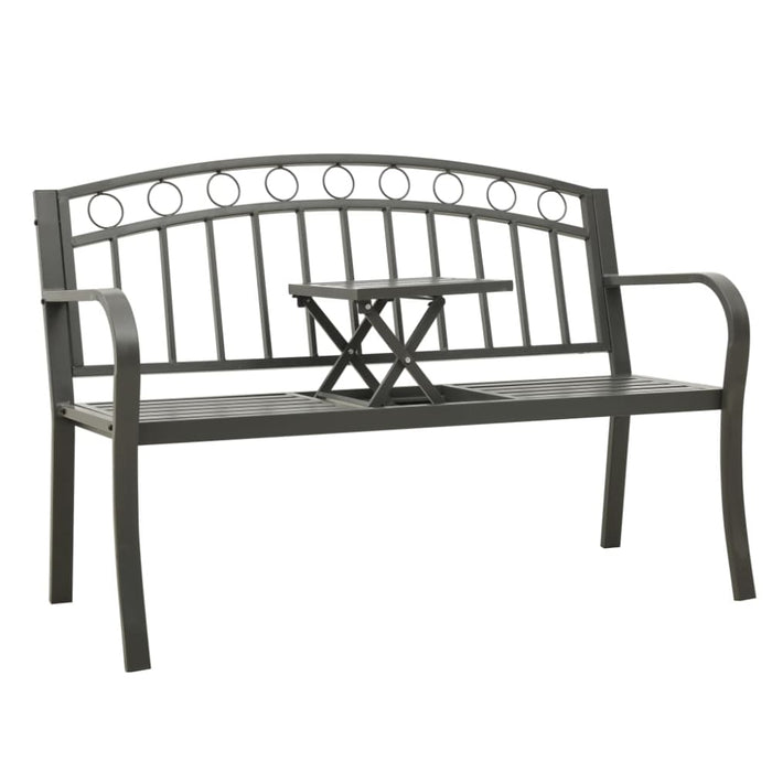 Garden Bench with Table Grey 120 Cm Steel Tokpnp