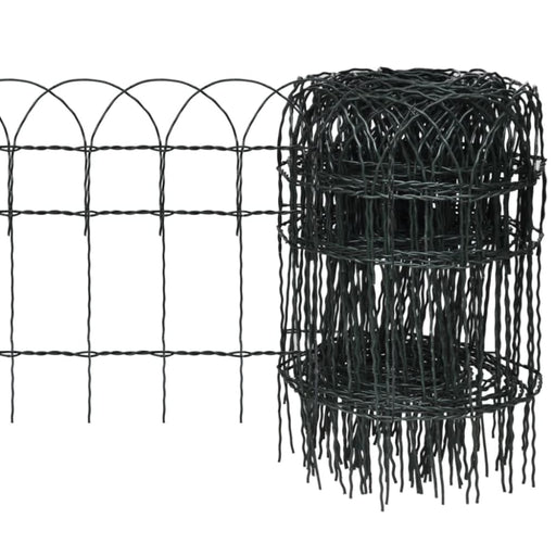 Garden Border Fence Powder - coated Iron 10x0.4 m Oaobio