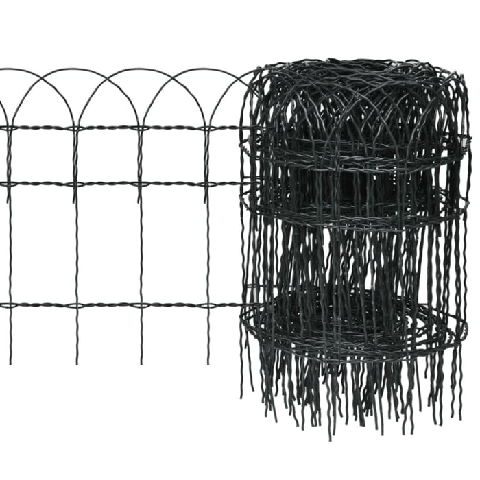 Garden Border Fence Powder - coated Iron 25x0.4 m Oaobix