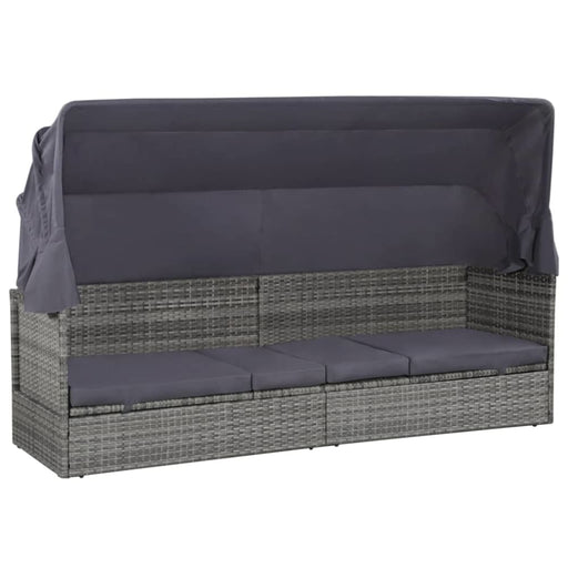 Garden Bed With Canopy Grey 205x62 Cm Poly Rattan Atklx