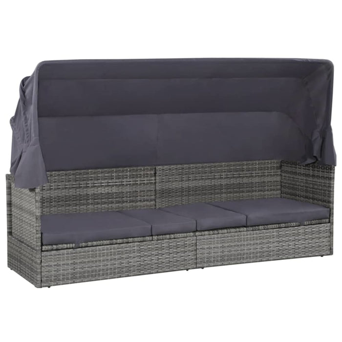 Garden Bed With Canopy Grey 205x62 Cm Poly Rattan Atklx