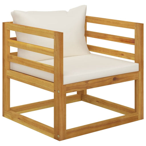 Garden Chair with Cream Cushions Solid Acacia Wood Toonln