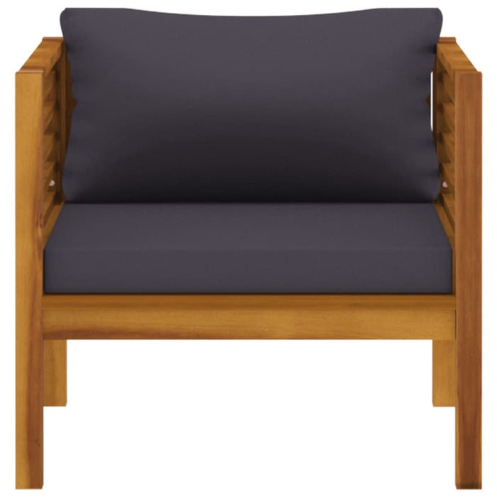 Garden Chair with Dark Grey Cushions Solid Acacia Wood