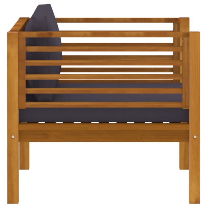 Garden Chair with Dark Grey Cushions Solid Acacia Wood