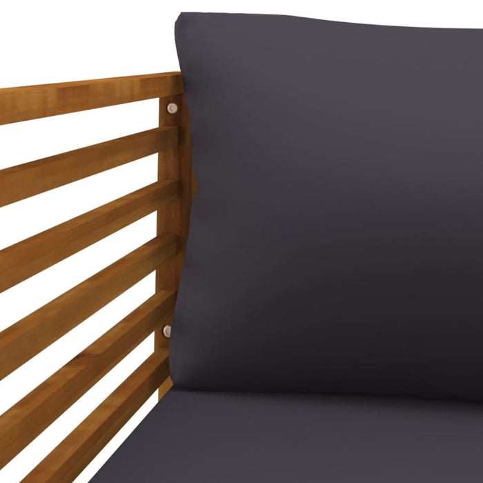 Garden Chair with Dark Grey Cushions Solid Acacia Wood