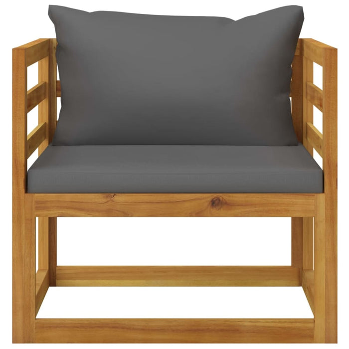 Garden Chair with Dark Grey Cushions Solid Acacia Wood