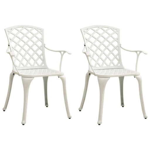 Garden Chairs 2 Pcs Cast Aluminium White Toppia