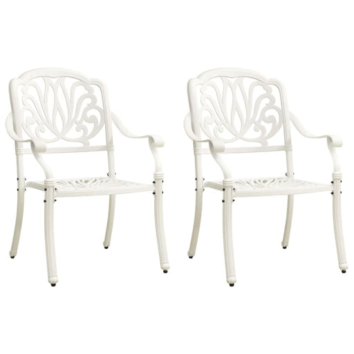 Garden Chairs 2 Pcs Cast Aluminium White Topplk