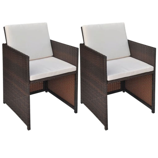 Garden Chairs 2 Pcs with Cushions and Pillows Poly Rattan