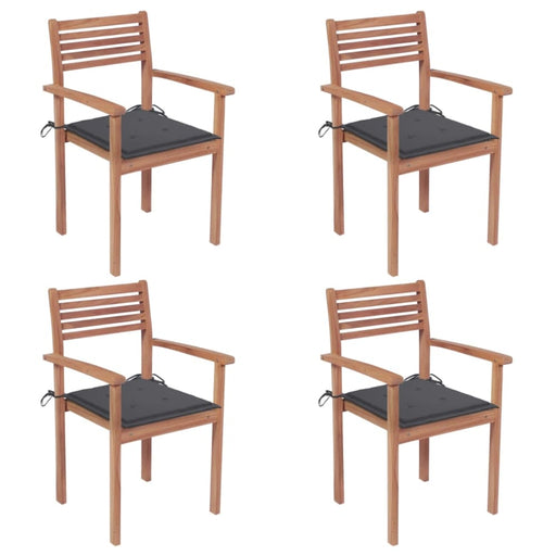 Garden Chairs 4 Pcs with Anthracite Cushions Solid Teak
