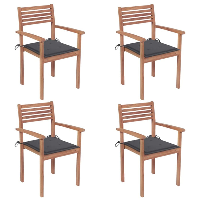 Garden Chairs 4 Pcs with Anthracite Cushions Solid Teak