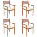 Garden Chairs 4 Pcs with Cream Cushions Solid Teak Wood