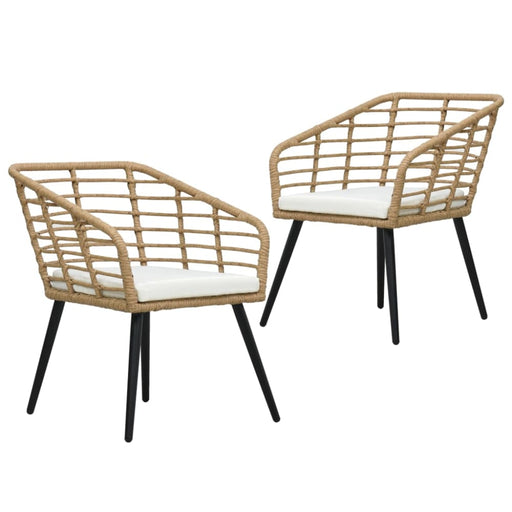 Garden Chairs with Cushions 2 Pcs Poly Rattan Oak Anpil