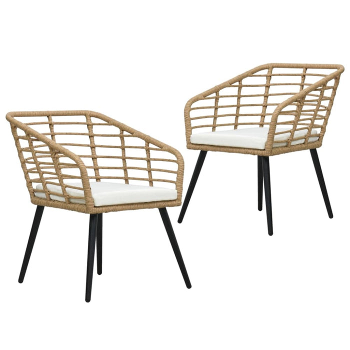 Garden Chairs with Cushions 2 Pcs Poly Rattan Oak Anpil