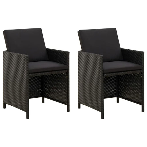 Garden Chairs With Cushions 2 Pcs Poly Rattan Black Tolipp