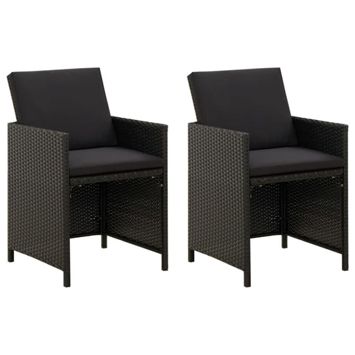 Garden Chairs with Cushions 2 Pcs Poly Rattan Black Tolipp