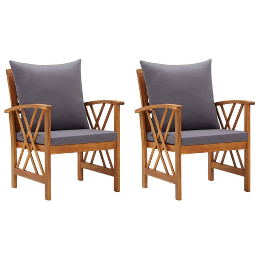 Garden Chairs with Cushions 2 Pcs Solid Acacia Wood Tobxln