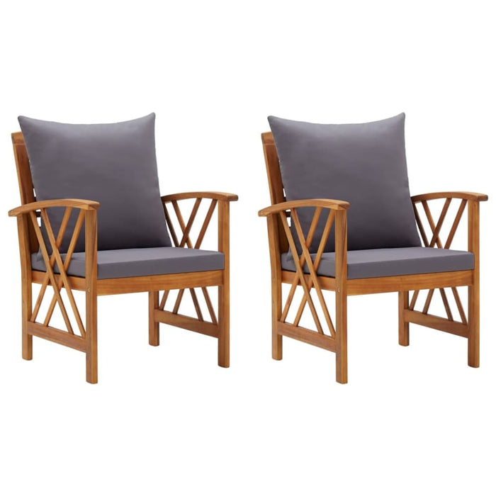 Garden Chairs with Cushions 2 Pcs Solid Acacia Wood Tobxln