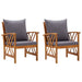 Garden Chairs with Cushions 2 Pcs Solid Acacia Wood Tobxln