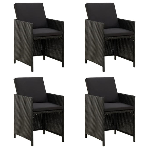 Garden Chairs with Cushions 4 Pcs Poly Rattan Black Tolial