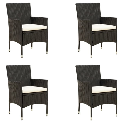 Garden Chairs with Cushions 4 Pcs Poly Rattan Black Tollnn