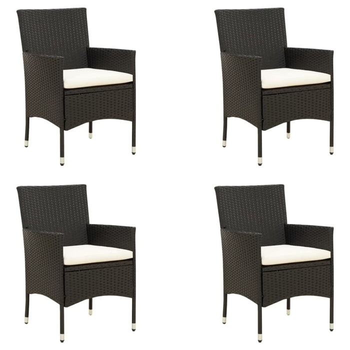 Garden Chairs with Cushions 4 Pcs Poly Rattan Black Tollnn