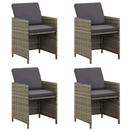 Garden Chairs with Cushions 4 Pcs Poly Rattan Grey Toliai