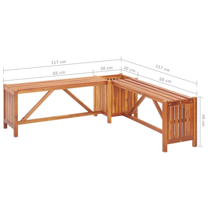 Garden Corner Bench with Planter Solid Acacia Wood Altap