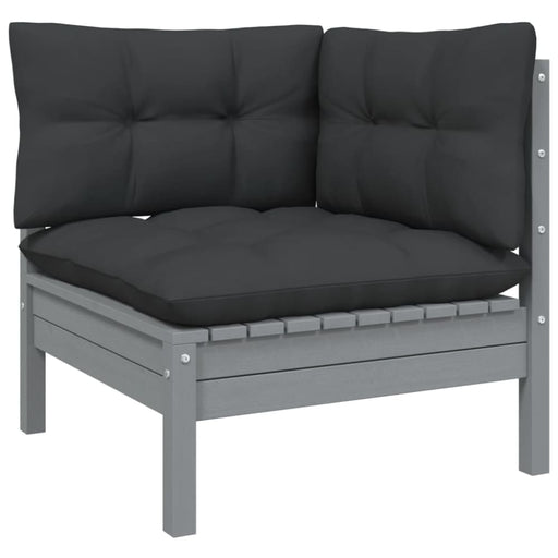 Garden Corner Sofa with Anthracite Cushions Grey Solid